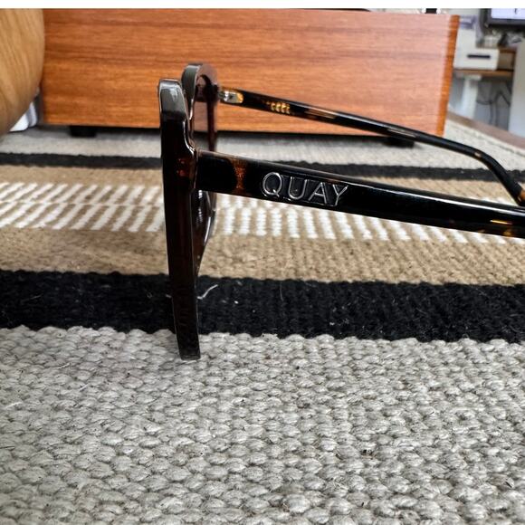 Quay Ever After Sunglasses Women Brown Tortoise Polarized Square Cat Eye - Picture 6 of 9